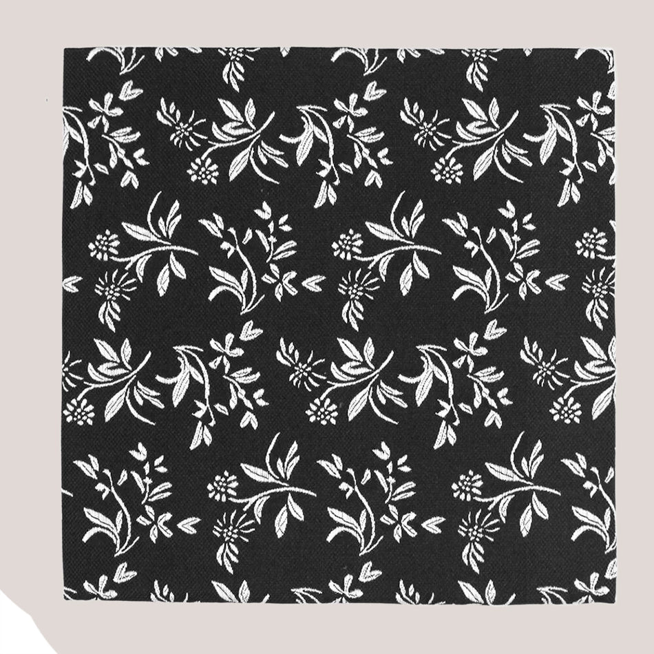 Classic Floral Silk Hankie - Black 7101/1