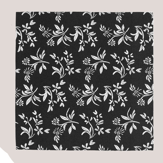 Classic Floral Silk Hankie - Black 7101/1