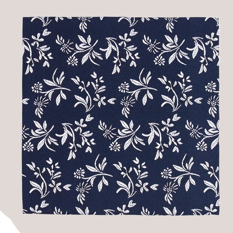 Classic Floral Silk Hankie - Navy 7101/3