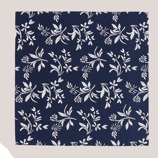 Classic Floral Silk Hankie - Navy 7101/3