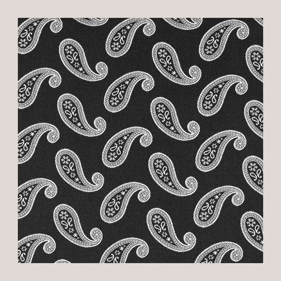 Classic Paisley Silk Hankie - Black 7102/1