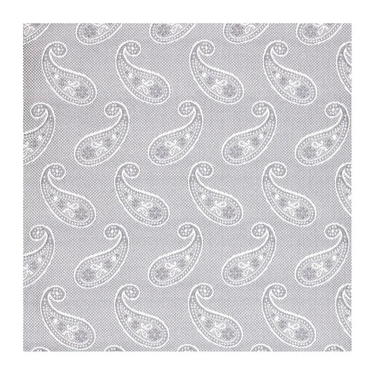Classic Paisley Silk Hankie - Silver 7102/2