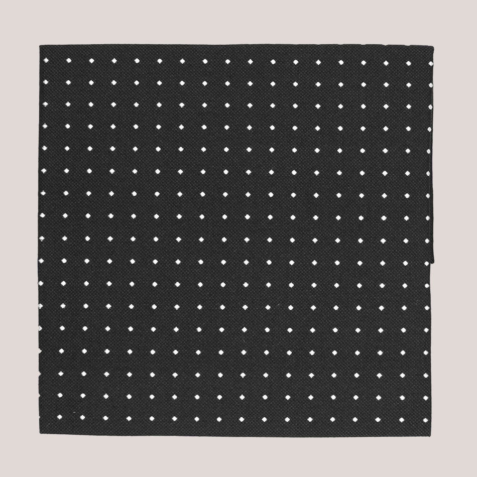 Pure Silk Polka-Dot Hankie - Black 7103/1