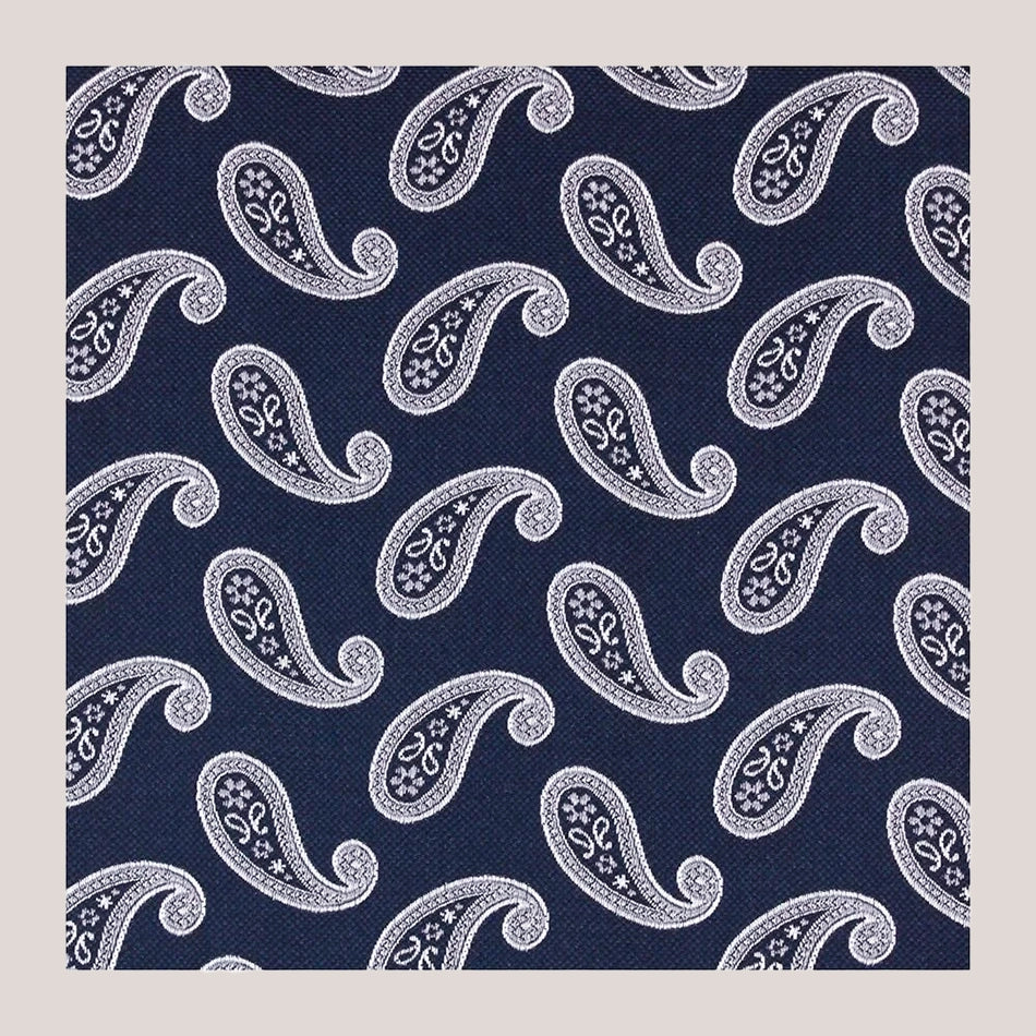 Classic Paisley Silk Hankie - Navy 7102/3