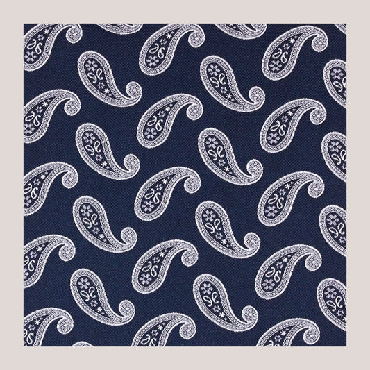 Classic Paisley Silk Hankie - Navy 7102/3