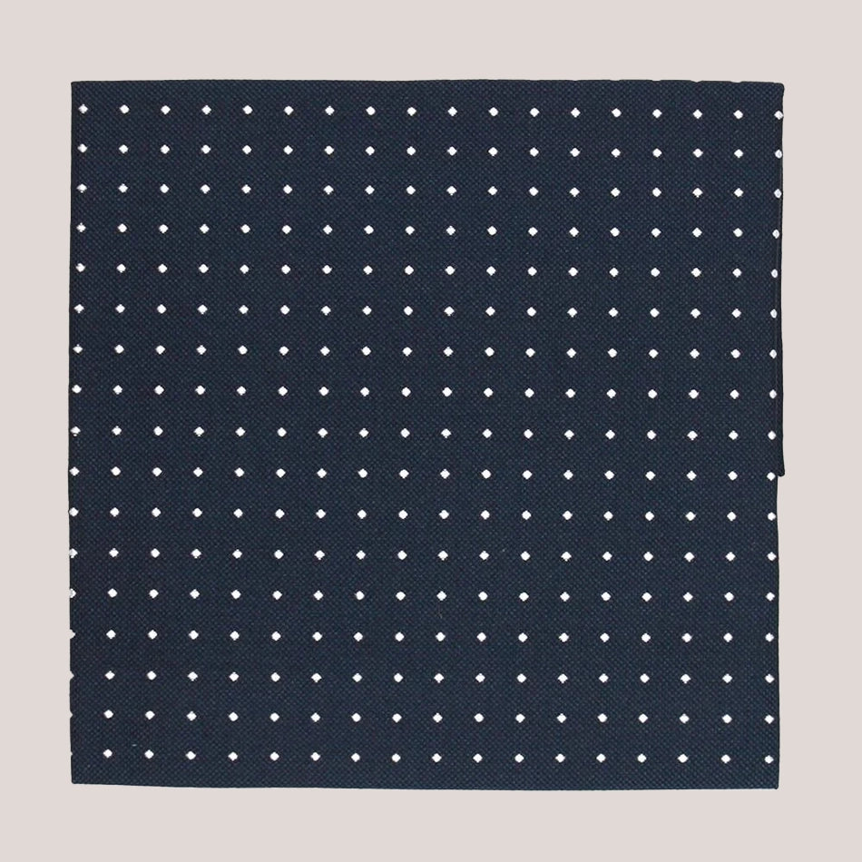 Pure Silk Polka-Dot Hankie - Navy 7103/3