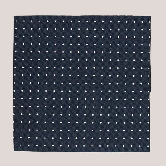 Pure Silk Polka-Dot Hankie - Navy 7103/3