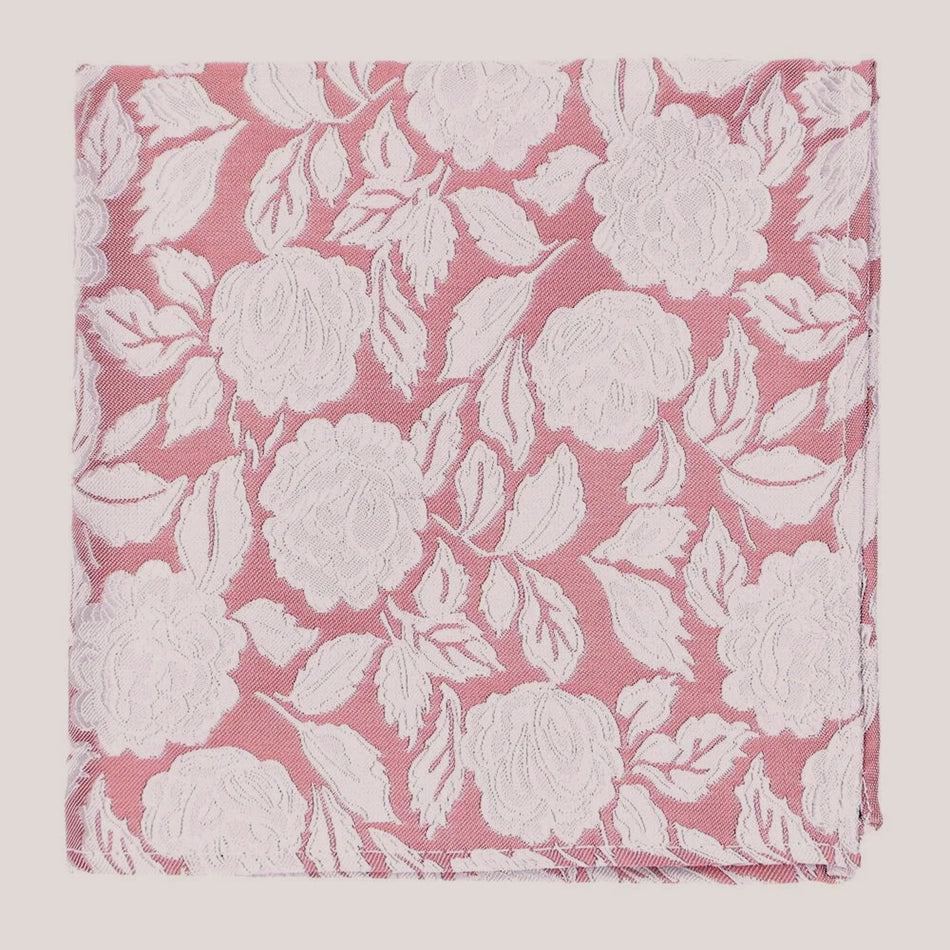 Wedding Rose Hankie - Silver on Dusky Rose 8010/10