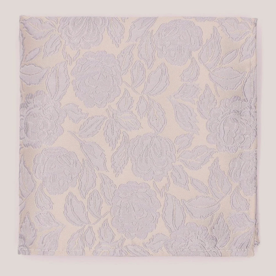 Wedding Rose Hankie - Silver on Champaign 8010/7
