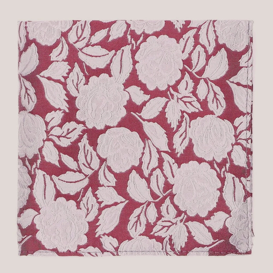 Wedding Rose Tie - Silver on Wine 8010/9