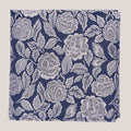 Wedding Rose Hankie - Silver on Navy 8012/1