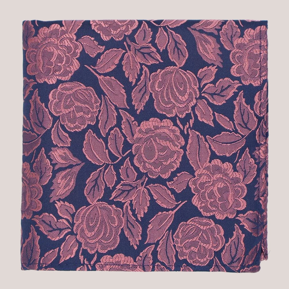 Wedding Rose Tie - Rose Pink on Navy 8010/10