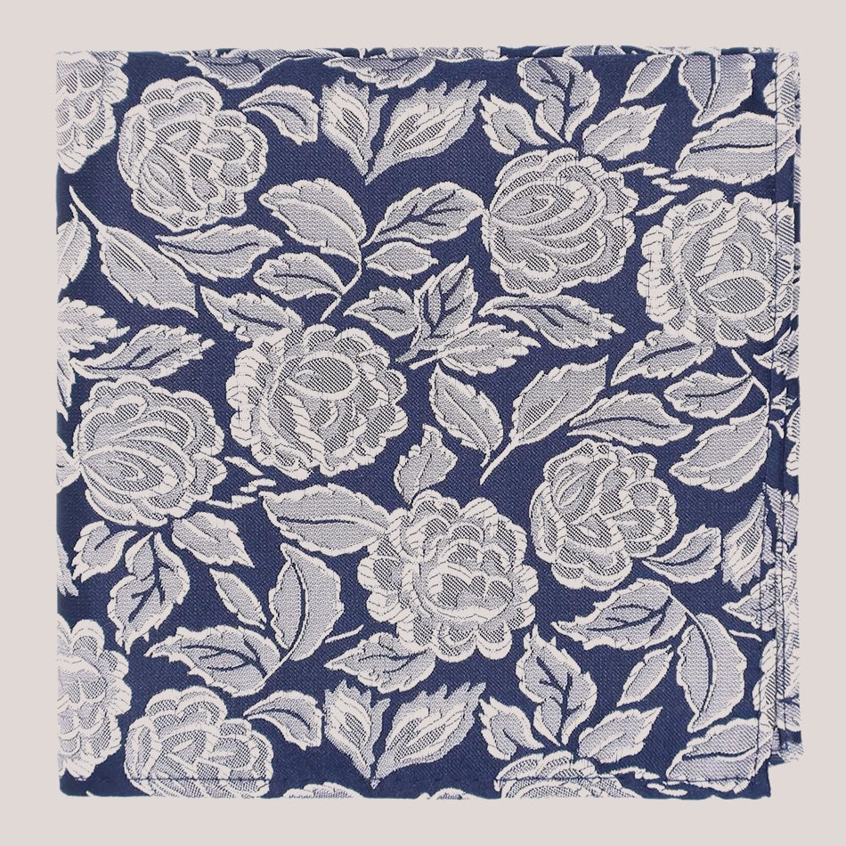 Wedding Rose Tie - Ivory on Navy 8010/6