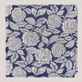 Wedding Rose Hankie - Ivory on Navy 8010/6