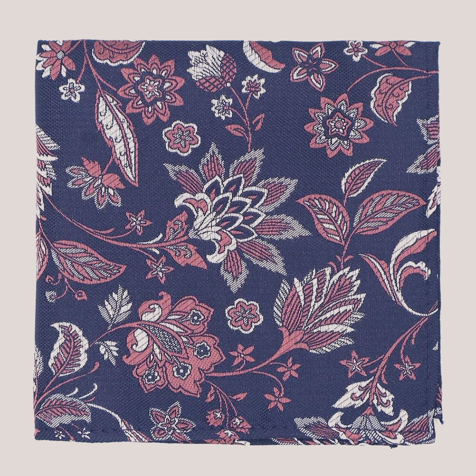 Wedding Floral Hankie - Rose on Navy 8013/10