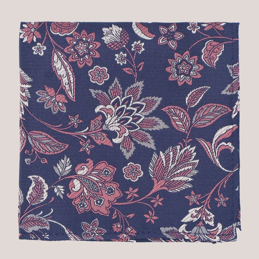 Wedding Floral Hankie - Rose on Navy 8013/10