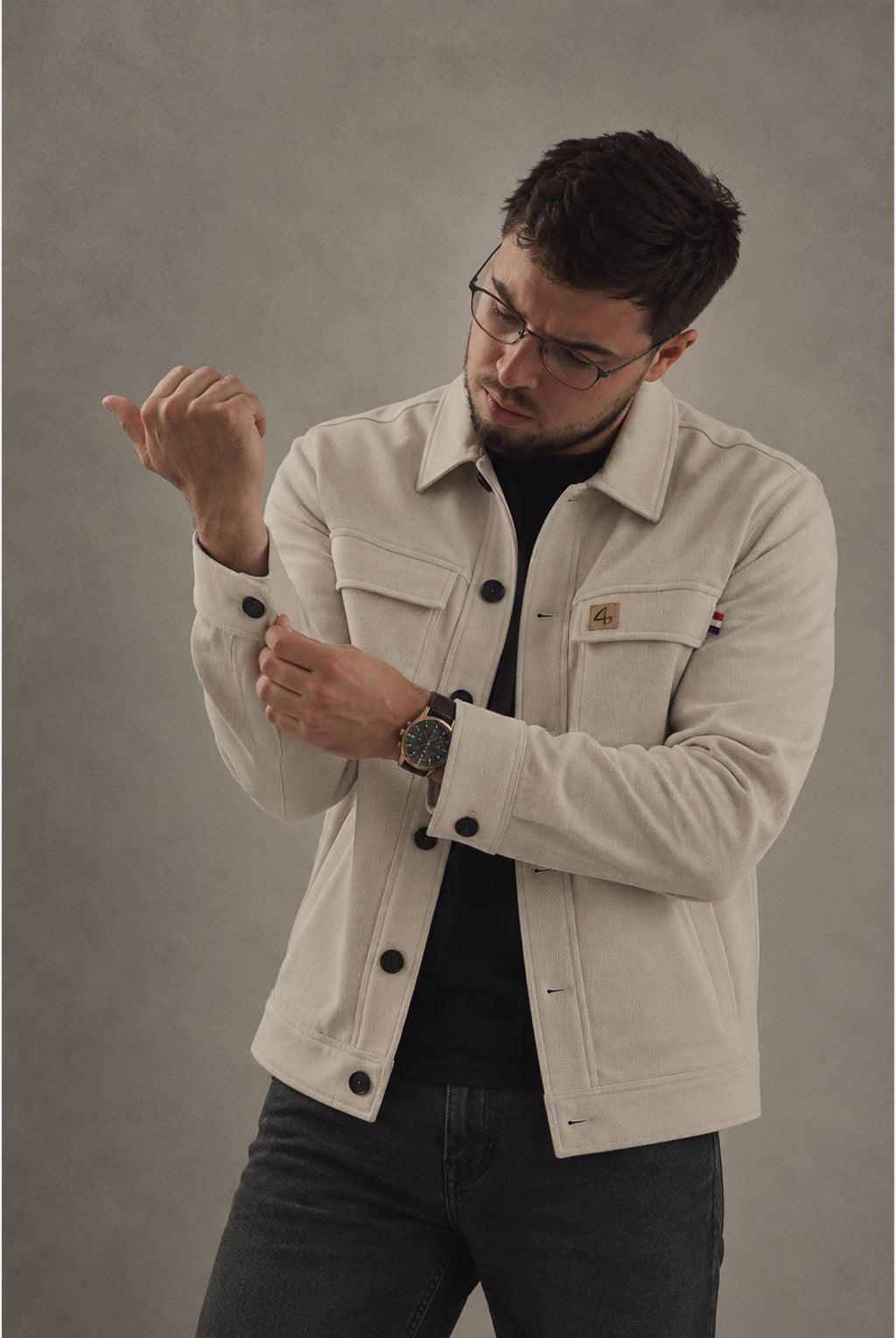 Gabbici Vintage Textured Stretch Overshirt – Cement