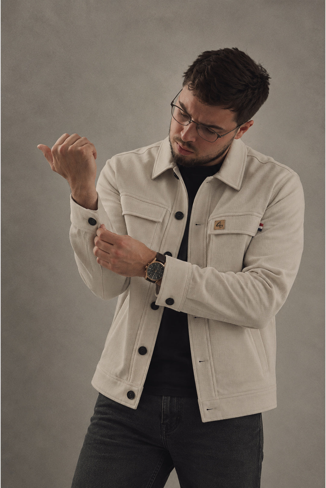 Gabbici Vintage Textured Stretch Overshirt – Cement
