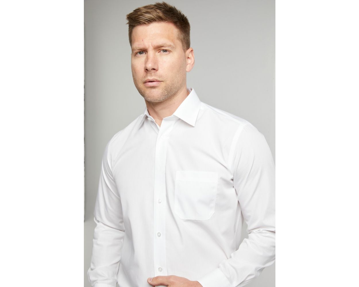 King Sze Classic Easy Care Long Sleeve Shirt - White