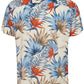 Palm Print Camp Collar Short Sleeve Shirt - Cream