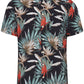 Palm Print Camp Collar Short Sleeve Shirt - Black