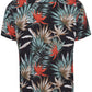 Palm Print Camp Collar Short Sleeve Shirt - Black