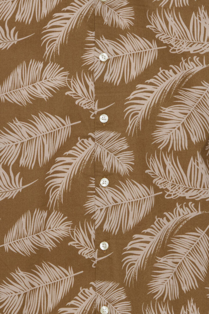 Palm Print Short Sleeve Shirt - Tan