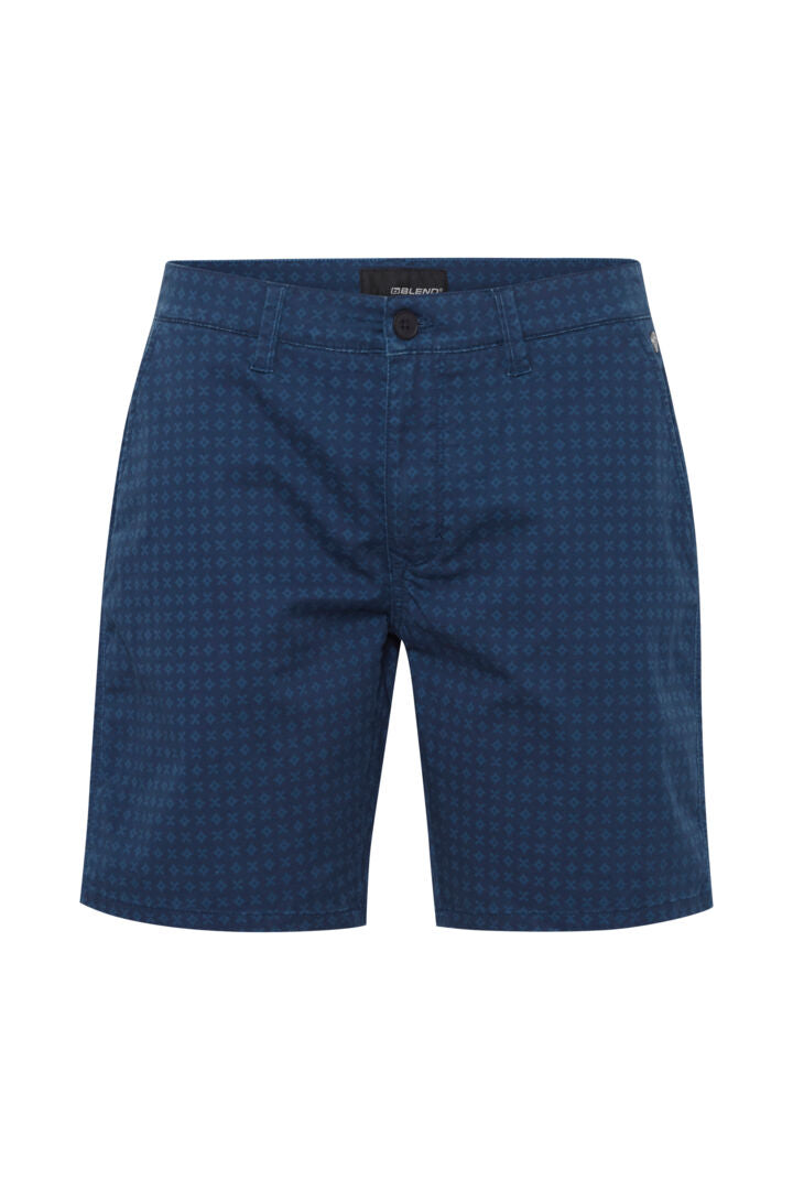 Cotton-Rich Tailored Shorts - Navy Print