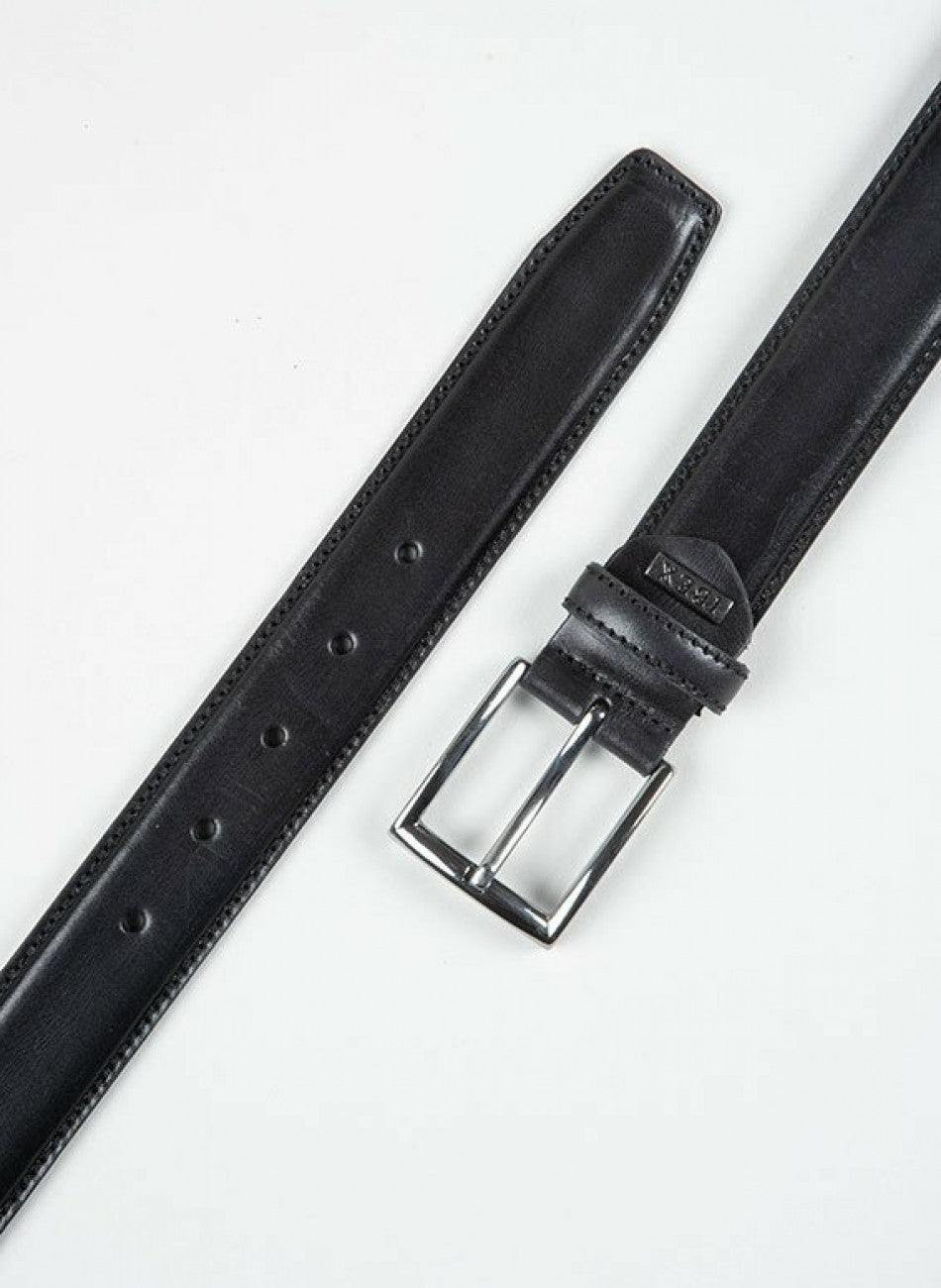 IBEX - 35mm Stitched Edge Leather Belt - Black