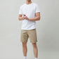 Cotton-Rich Tailored Shorts - Beige