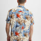 Palm Print Camp Collar Short Sleeve Shirt - Cream