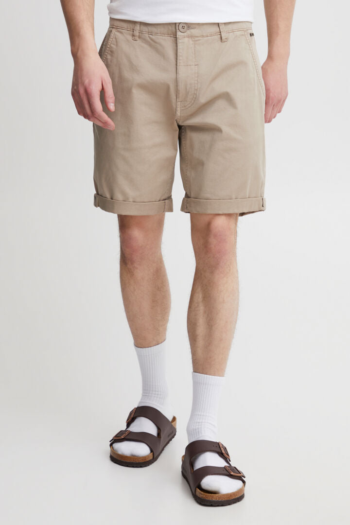 Cotton-Rich Tailored Shorts - Beige