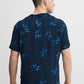 Palm Print Camp Collar Short Sleeve Shirt - Navy