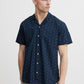 Palm Print Camp Collar Shirt - Navy