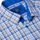Cotton-Blend Button-Down Short-Sleeve Shirt - Blue / Tan Check