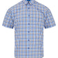Cotton-Blend Button-Down Short-Sleeve Shirt - Blue / Tan Check