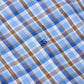Cotton-Blend Button-Down Short-Sleeve Shirt - Blue / Tan Check