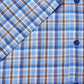 Cotton-Blend Button-Down Short-Sleeve Shirt - Blue / Tan Check