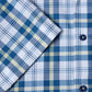 Cotton-Rich Button-Down Short-Sleeve Shirt - White / Blue Check