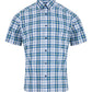 Cotton-Rich Button-Down Short-Sleeve Shirt - White / Blue Check