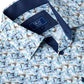 Cotton-Blend  Short-Sleeve Shirt - Sea Green Pattern