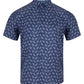 Pure-Cotton Short-Sleeve Shirt - Navy Leaf