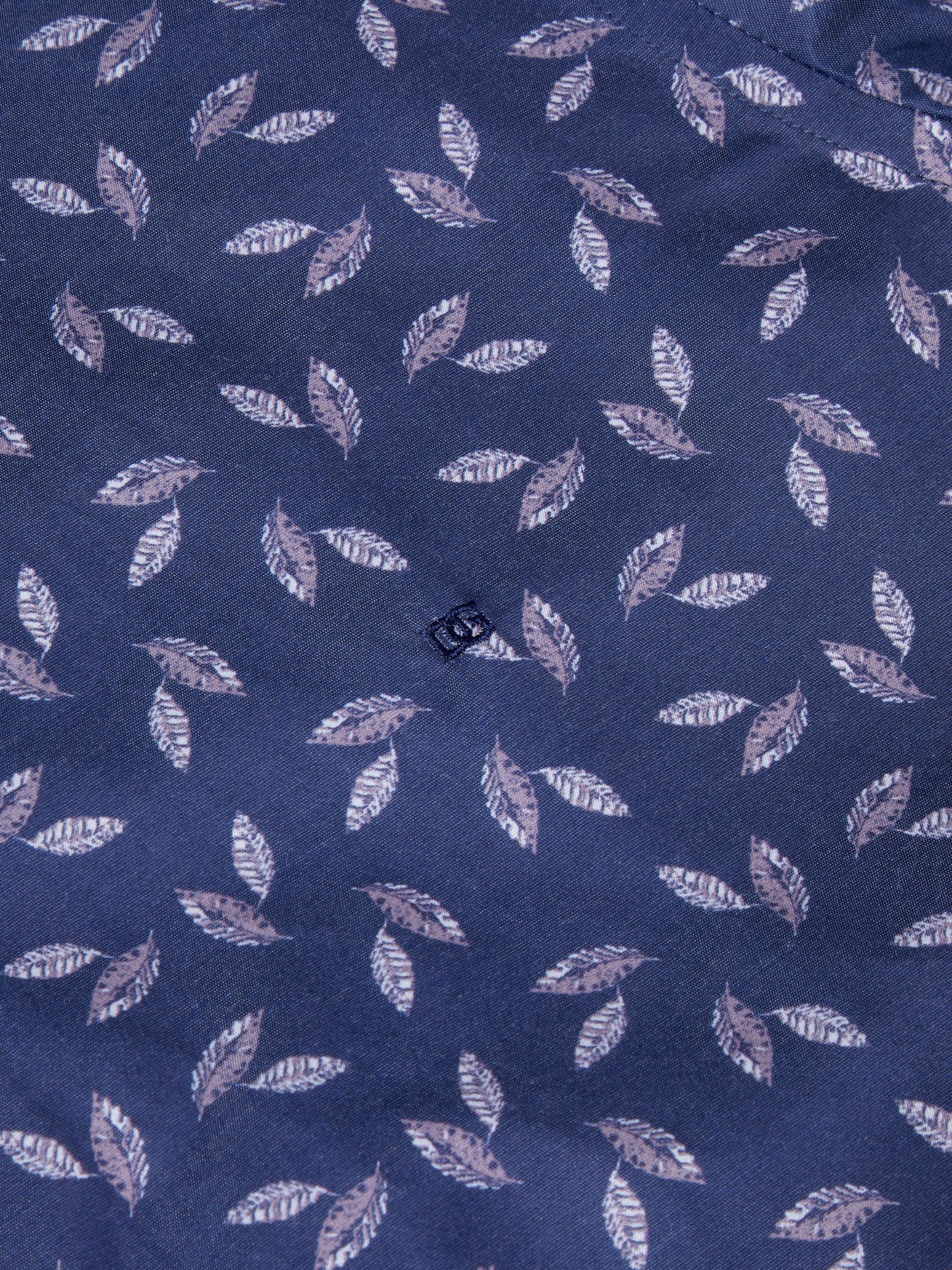 Pure-Cotton Short-Sleeve Shirt - Navy Leaf