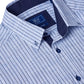 Pure Cotton Button-Down Short-Sleeve Shirt - Blue Stripe