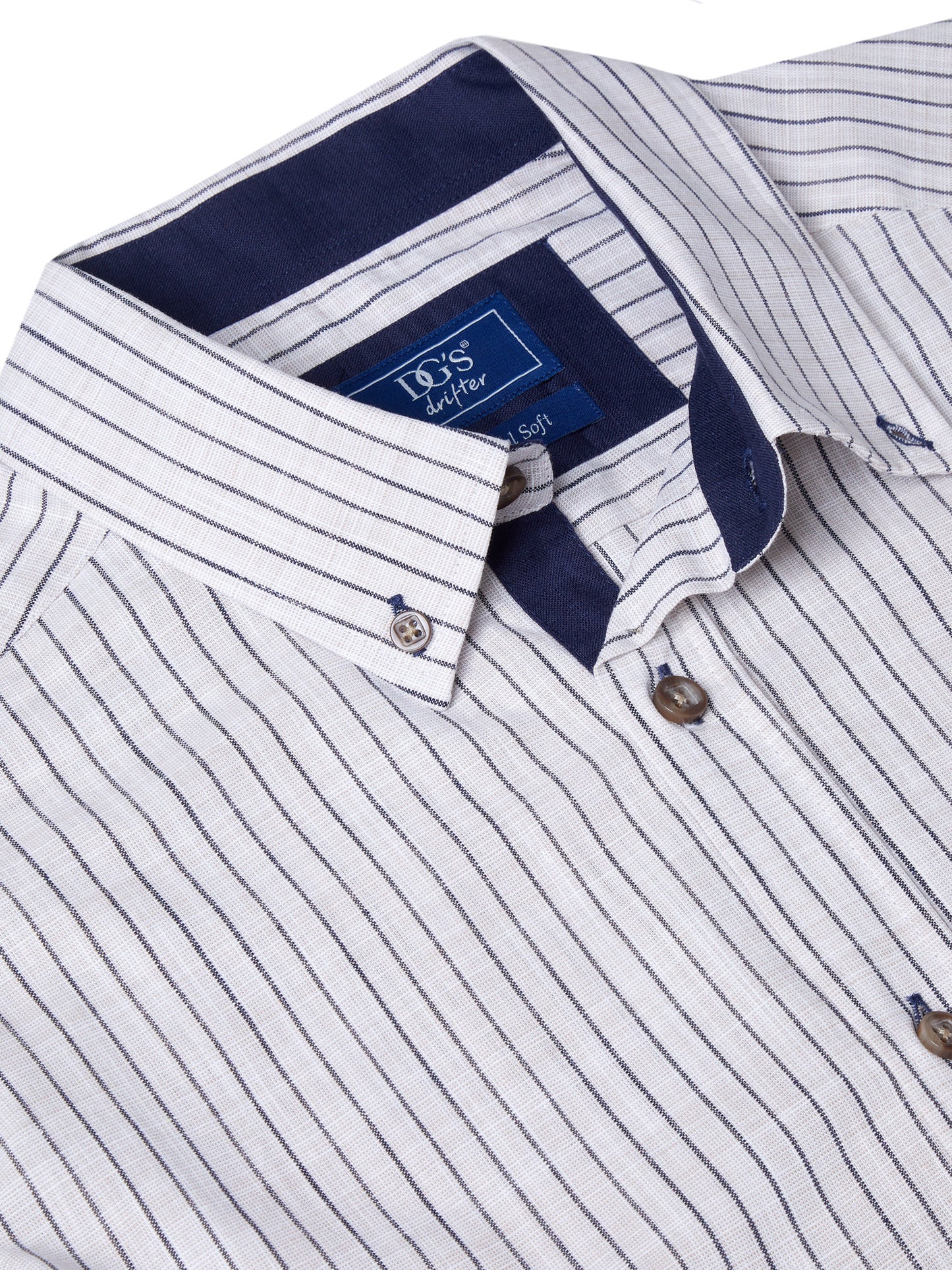 Pure Cotton Button-Down Short-Sleeve Shirt - Stone Stripe