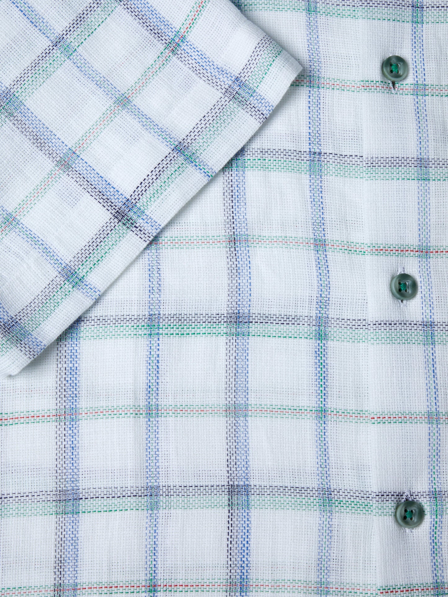 Pure-Cotton Short-Sleeve Shirt - White Check