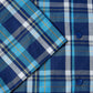 Pure Cotton Button-Down Short-Sleeve Shirt - Blue Check