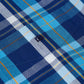 Pure Cotton Button-Down Short-Sleeve Shirt - Blue Check