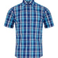 Pure Cotton Button-Down Short-Sleeve Shirt - Blue Check