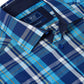 Pure Cotton Button-Down Short-Sleeve Shirt - Blue Check